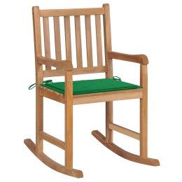  Fotel bujany z zieloną poduszką, lite drewno tekowe Lumarko!