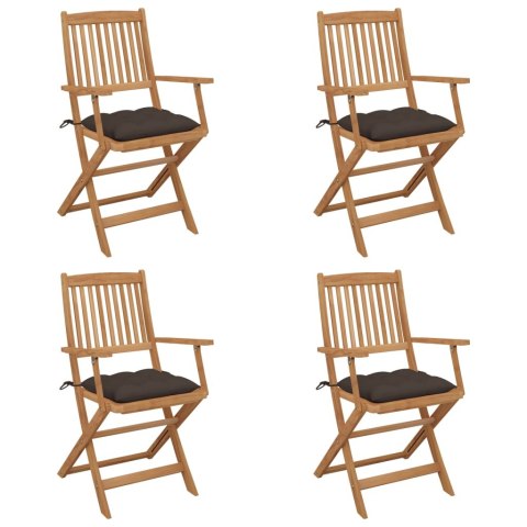  Składane krzesła ogrodowe z poduszkami, 4 szt., drewno akacjowe Lumarko!