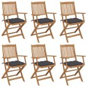  Składane krzesła ogrodowe z poduszkami, 6 szt., drewno akacjowe Lumarko!