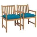  Krzesła ogrodowe, 2 szt., jasnoniebieskie poduszki, tekowe Lumarko!