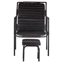  Fotel wypoczynkowy z podnóżkiem, czarny, skóra naturalna Lumarko!
