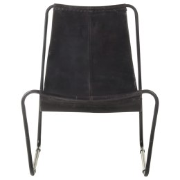  Krzesło wypoczynkowe, czarne, skóra naturalna Lumarko!