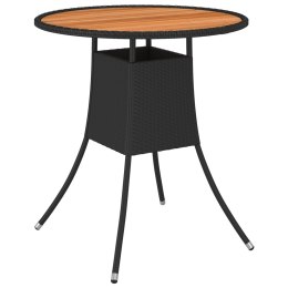Lumarko Ogrodowy stolik jadalniany, czarny, Ø 70 cm, rattan PE i akacja