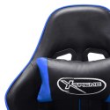  Fotel dla gracza z podnóżkiem, czarno-niebieski, sztuczna skóra Lumarko!
