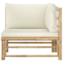  Ogrodowa sofa narożna, śmietankowe poduszki, bambus Lumarko!
