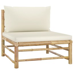  Ogrodowa sofa środkowa, śmietankowe poduszki, bambus Lumarko!