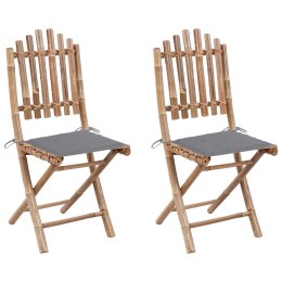  Składane krzesła ogrodowe z poduszkami, 2 szt., bambusowe Lumarko!