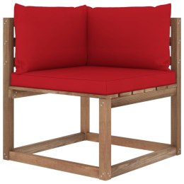  Ogrodowa sofa narożna z palet, z czerwonymi poduszkami Lumarko!