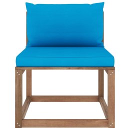  Ogrodowa sofa środkowa z palet, z jasnoniebieskimi poduszkami Lumarko!