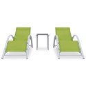  Leżaki ze stolikiem, 2 szt., aluminium, zielone Lumarko!