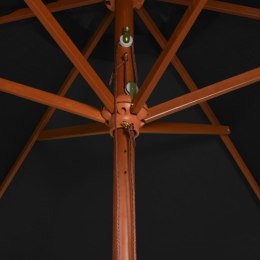  Parasol ogrodowy na drewnianym słupku, czarny, 200x300 cm Lumarko!
