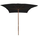 Parasol ogrodowy na drewnianym słupku, czarny, 200x300 cm Lumarko!