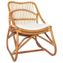  Krzesło rattanowe, jasnobrązowe, lniana poduszka Lumarko!