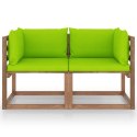  Ogrodowa sofa 2-os. z palet, z jasnozielonymi poduszkami, sosna Lumarko!