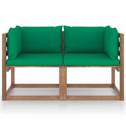  Ogrodowa sofa 2-os. z palet, z zielonymi poduszkami, sosna Lumarko!
