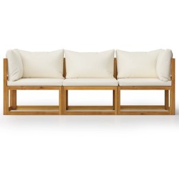  3-osobowa sofa ogrodowa z kremowymi poduszkami, drewno akacjowe Lumarko!