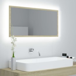 Lumarko Lustro łazienkowe z LED, kolor dąb sonoma, 90x8,5x37 cm, płyta