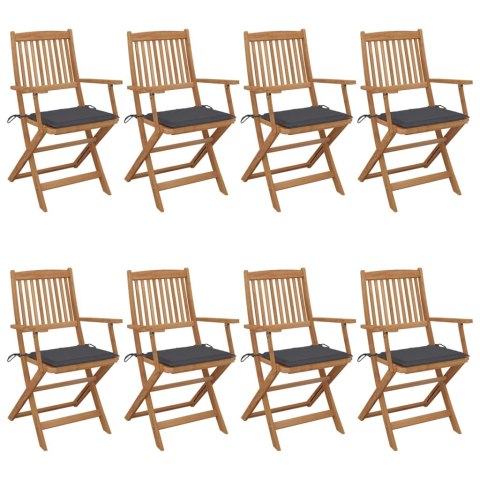  Składane krzesła ogrodowe z poduszkami, 8 szt., drewno akacjowe Lumarko!