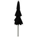  3-poziomowy parasol na aluminiowym słupku, czarny, 3 m Lumarko!