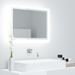 Lumarko Lustro łazienkowe z LED, białe na wysoki połysk, 60x8,5x37 cm