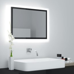 Lumarko Lustro łazienkowe z LED, czarne na wysoki połysk, 60x8,5x37 cm