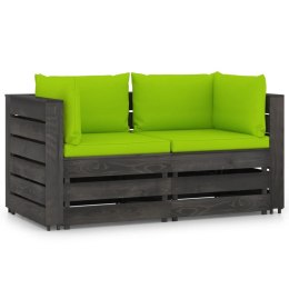  Ogrodowa sofa 2-os z poduszkami, impregnowane na szaro drewno Lumarko!