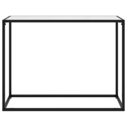  Stolik konsolowy, biały, 100x35x75 cm, szkło hartowane Lumarko!
