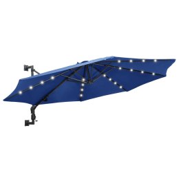  Parasol ścienny z LED, na metalowym słupku, 300 cm, niebieski Lumarko!