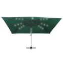  Parasol z LED i aluminiowym słupkiem, 400x300 cm, zielony Lumarko!