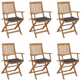  Składane krzesła ogrodowe 6 szt., z poduszkami, drewno akacjowe Lumarko!