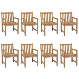  Krzesła ogrodowe z czarnymi poduszkami, 8 szt., drewno tekowe Lumarko!