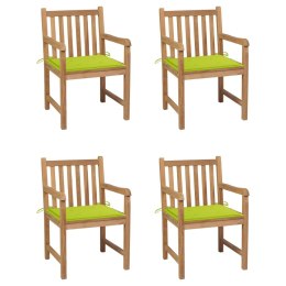  Krzesła ogrodowe, 4 szt., jasnozielone poduszki, drewno tekowe Lumarko!