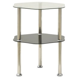  2-poziomowy stolik, 38x38x50 cm, przezroczyste i czarne szkło Lumarko!
