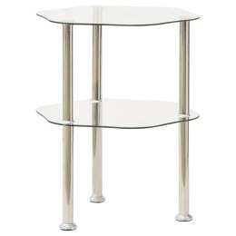Lumarko 2-poziomowy stolik, 38x38x50 cm, przezroczyste szkło hartowane