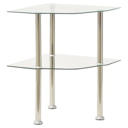  2-poziomowy stolik, 38x38x50 cm, przezroczyste szkło hartowane Lumarko!