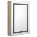  Szafka łazienkowa z lustrem i LED, biel i dąb, 50x13x70 cm Lumarko!