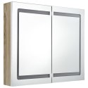  Szafka łazienkowa z lustrem i LED, biel i dąb, 80x12x68 cm Lumarko!