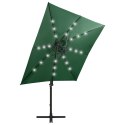  Parasol wiszący z lampkami LED i słupkiem, zielony, 250 cm Lumarko!