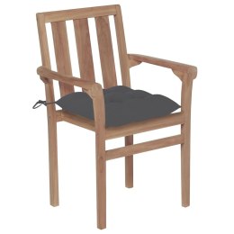  Krzesła ogrodowe, 2 szt., antracytowe poduszki, drewno tekowe Lumarko!