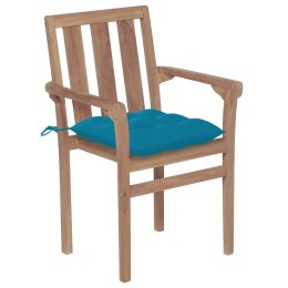  Krzesła ogrodowe, 2 szt., błękitne poduszki, drewno tekowe Lumarko!