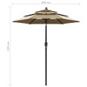  3-poziomowy parasol na aluminiowym słupku, kolor taupe, 2 m Lumarko!