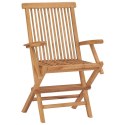  Krzesła ogrodowe z kremowymi poduszkami, 2 szt., drewno tekowe Lumarko!