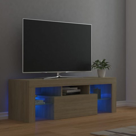  Szafka pod TV z oświetleniem LED, dąb sonoma, 120x35x40 cm Lumarko!