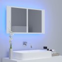  Szafka łazienkowa z lustrem i LED, biała, 80x12x45 cm Lumarko!