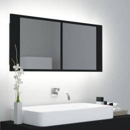  Szafka łazienkowa z lustrem i LED, czarna, 100x12x45 cm Lumarko!