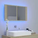  Szafka łazienkowa z lustrem i LED, dąb sonoma, 80x12x45 cm Lumarko!