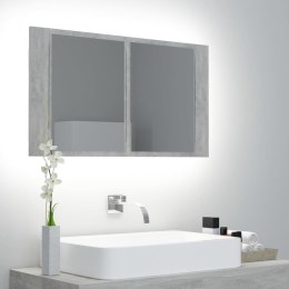  Szafka łazienkowa z lustrem i LED, szarość betonu, 80x12x45 cm Lumarko!