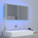  Szafka łazienkowa z lustrem i LED, szarość betonu, 90x12x45 cm Lumarko!