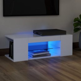  Szafka pod TV z oświetleniem LED, biała, 90x39x30 cm Lumarko!