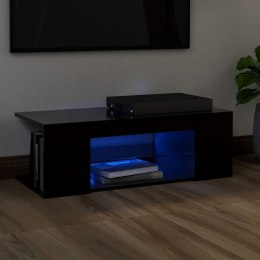 Szafka pod TV z oświetleniem LED, czarna, 90x39x30 cm Lumarko!